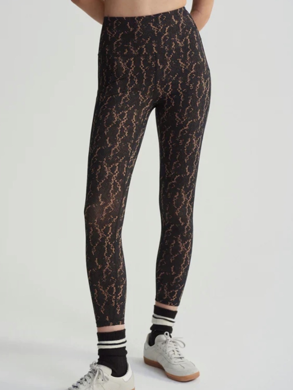 Varley Black & Tan Printed Leggings with Pockets